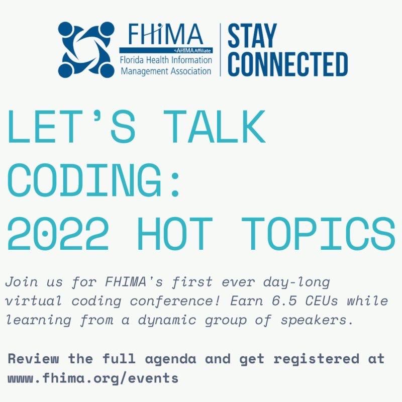 Join us next week for FHIMA's first ever day-long virtual coding conference taking place January 19, 2022. Learn more &amp; register here: lnkd.in/e-tYgmS2