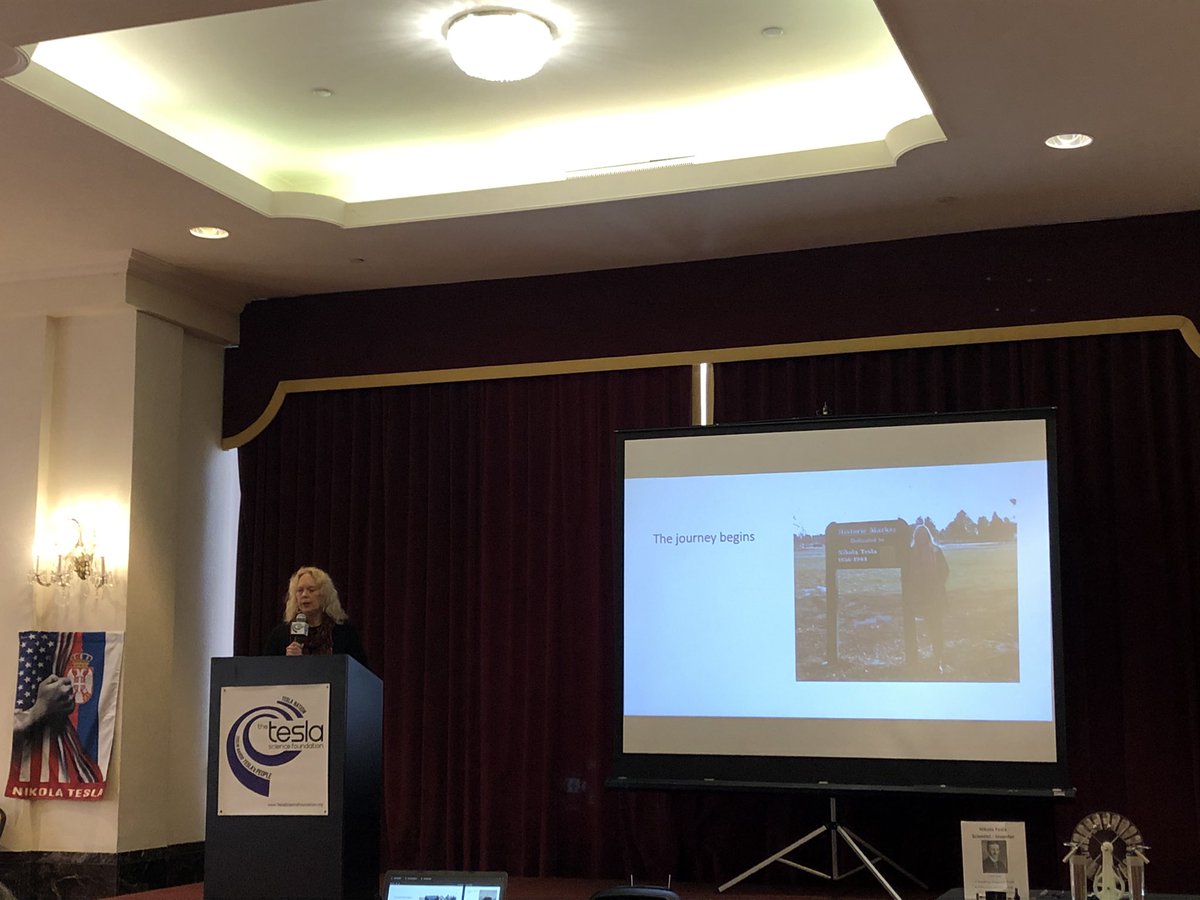 Professor <a href="/kristeniversen/">Kristen Iversen</a> introduces her upcoming biography of #NikolaTesla titled “Friends and Faithful Strangers - Nikola Tesla and the Guilded Age” at #TeslaSpiritAwardConference at <a href="/WyndhamNYH/">The New Yorker Hotel</a>
