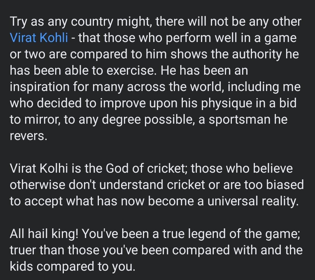 bojackkxd's tweet photo. The most beautiful thing I've read today about Kohli! ✍️ https://t.co/tQ44oW5a5A