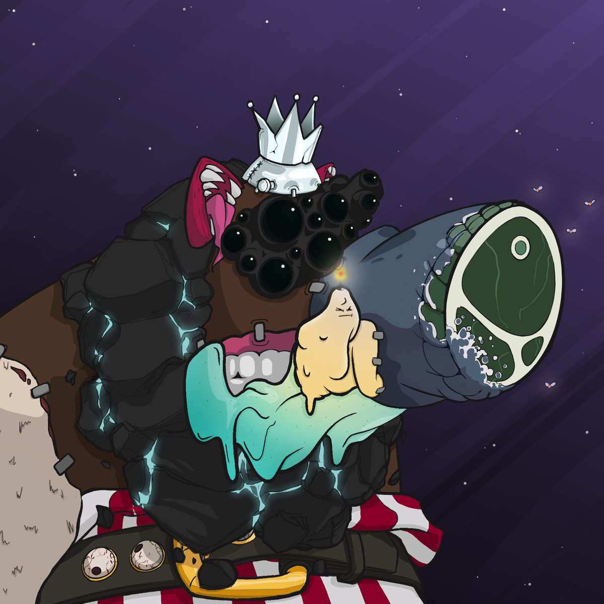 DingleDangs's tweet photo. The writing on the walls is clear ... The Psychedelic Queen here is helping us shine a bit brighter! Welcome to the TMG Shiny Vault! @TheMushroomGen @angryboars @skipsq #NFTs #CustomEdit πβ€οΈπ https://t.co/ysmIWYCBZB