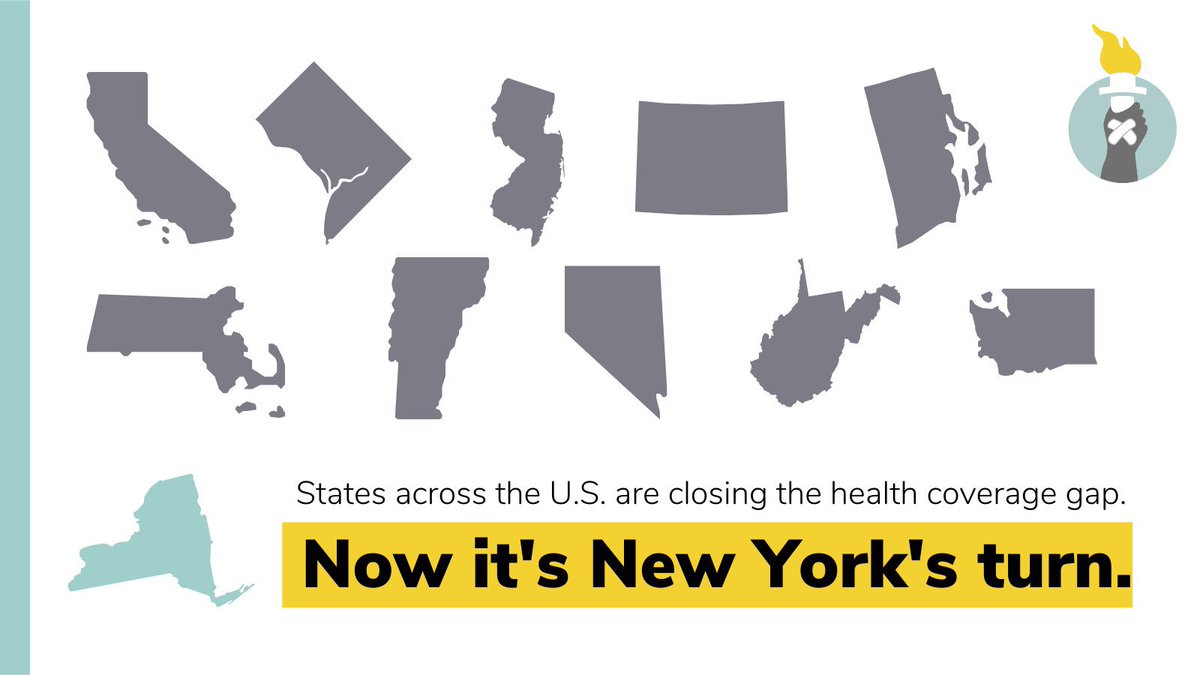 thenyic's tweet photo. ➕More than 400,000 NYers are uninsured b/c of their immigration status.

States across the U.S are closing the health coverage gap. Now it’s NY’s turn! 

As NY moves forward, we must include #c4all in the #statebudget. https://t.co/QeFwSsYBPd