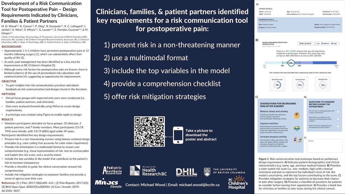 Dr. Michael Wood presenting his work on the Development of a Risk Communication Tool for Postoperative Pain – Design Requirements Indicated by Clinicians, Families &amp; Patient Partners at the #STA22AM  <a href="/stahq/">Society for Technology in Anesthesia (STA)</a> <a href="/BCCHresearch/">BC Children's Hospital Research Institute</a> <a href="/PART_BCCH/">Pediatric Anesthesia Research Team (PART)</a> <a href="/BCCH_DHILab/">Digital Health Innovation Lab</a> <a href="/ubc_anes/">UBC Anesthesiology Residency Program</a>