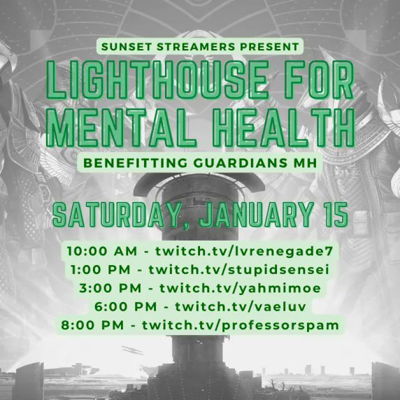 ShogunateGaming's tweet photo. It's time for DAY TWO of #LighthouseforMentalHealth - featuring our very own @CoolkiddVids this afternoon!
@LVRenegade7's morning stream is about to get started, support and say hi to @GuardiansMH:
https://t.co/f0a9YBh8z7
https://t.co/CkJ3Gqluu9
#ObeyTheShogun @StormRushGaming https://t.co/WePZYqufwt