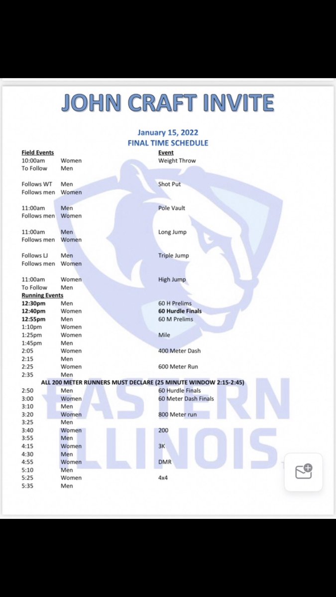 EIU_TF's tweet photo. IT’S MEET DAY IN CHARLESTON!!
Field events are currently underway and running events start at 12:30 pm.
#EIUTF | #JohnCraftInvite https://t.co/ttLrY5HmZZ