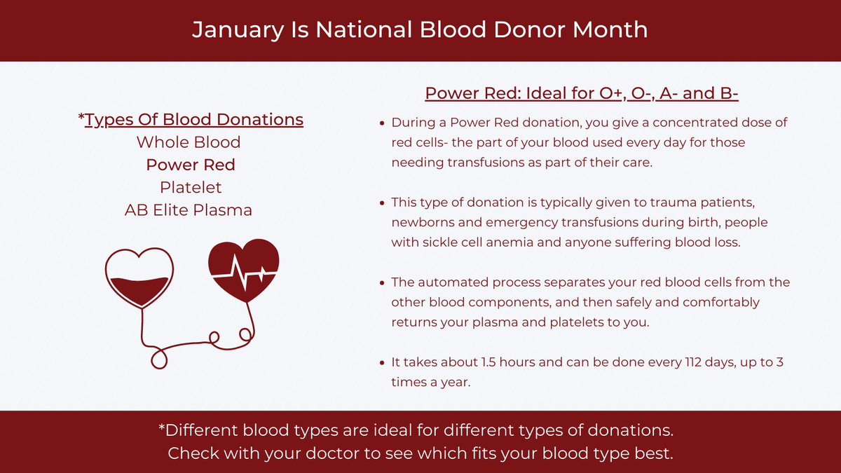 The U.S. is currently facing a national #bloodcrisis and needs your help. Please consider donating blood today at your nearest @RedCross location for National #BloodDonorMonth. Learn more about a Power Red donation and its eligibility criteria here: ow.ly/6fKI50HubqR