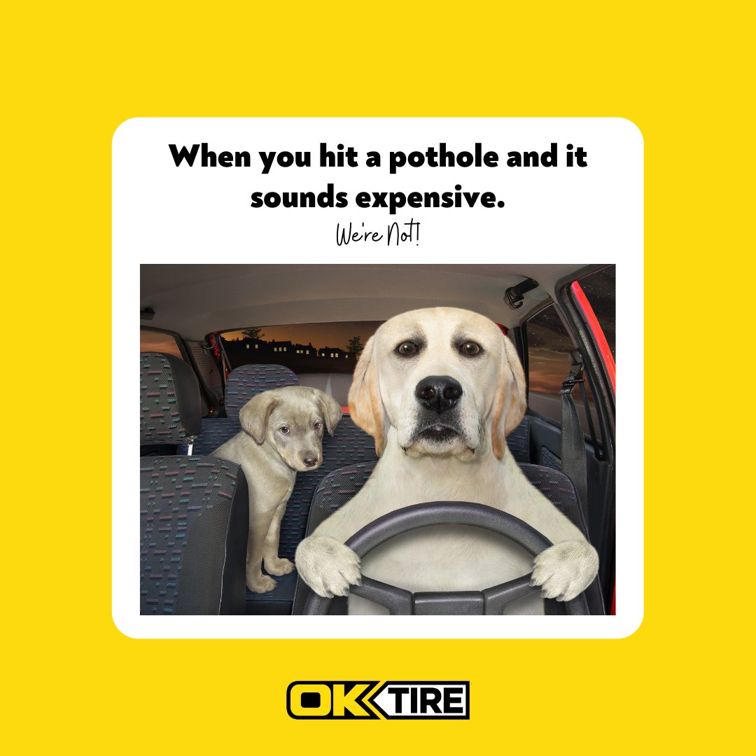 Today is national pothole day! Has a pothole recently damaged your tire/vehicle? Visit your local OK Tire location to get it fixed up!