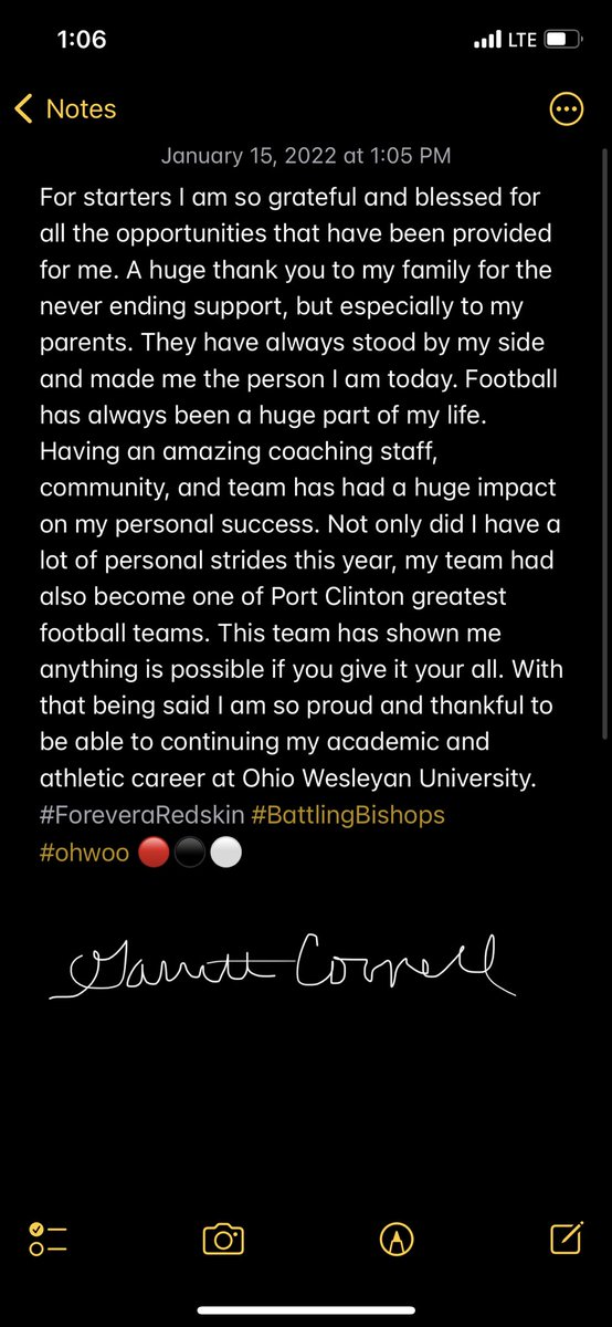 Redskin_67's tweet photo. Committed⚫️🔴 @Ted_Houlihan @CoachTomWatts @OWUBishopFB shoutout to @braydenspe for the edit! https://t.co/MxZZNuuiVr