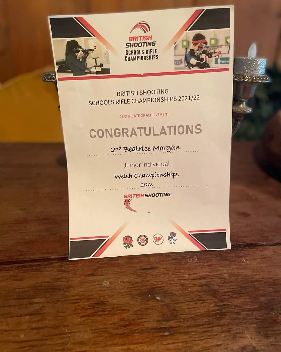 Llongyfarchiadau i Bea Morgan Bl8 - silver🥈 Cystadleuaeth saethu 
Silver 🥈medal for Bea in the British Schools Rifle Champs - Welsh Champs 10m 
#multitalented #rugby #athletics #gymnastics what's next? #thisgirlcan