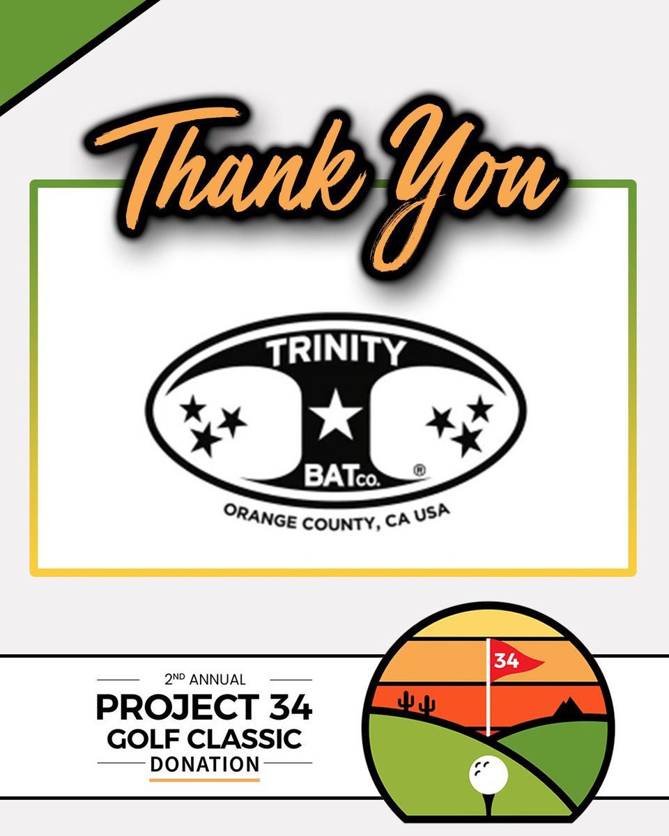 ProjThirtyFour's tweet image. Big thanks to @trinitybatco for donating to the 2nd Annual Project 34 Golf Classic! #trinitybats #trinitybatco