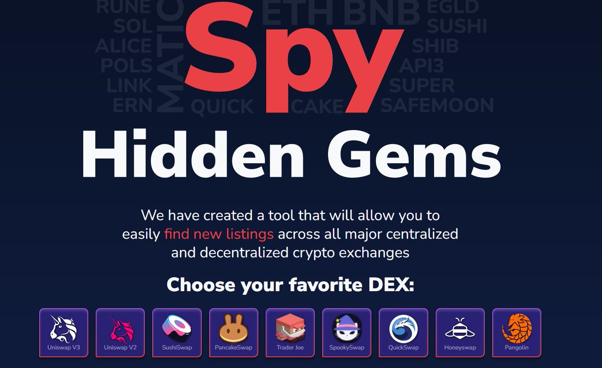 DigitaliveWorld's tweet photo. Learn How to Find @Crypto Gems

Be the first to know about new @Listingspy @Crypto 

Here is a Cool Little Tool to try to Snipe Crypto Gems On @Ethereum (Sushiswap, Uniswap) | @Avalanche (Trader Joe) | @BSC (Pancake Swap)| @Fantom (Spookyswap) &amp; Many more

https://t.co/pCTlSwAbg0 https://t.co/8sIzhMXTyK