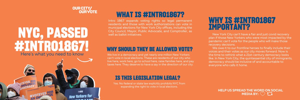 thenyic's tweet photo. ✊🏽Power should not be for the privileged few. It should be for every New Yorker. And this is what #intro1867 is about.
Here’s what you need to know about #intro1867👇🏾👇🏾 https://t.co/Z2fNPWt2Mz