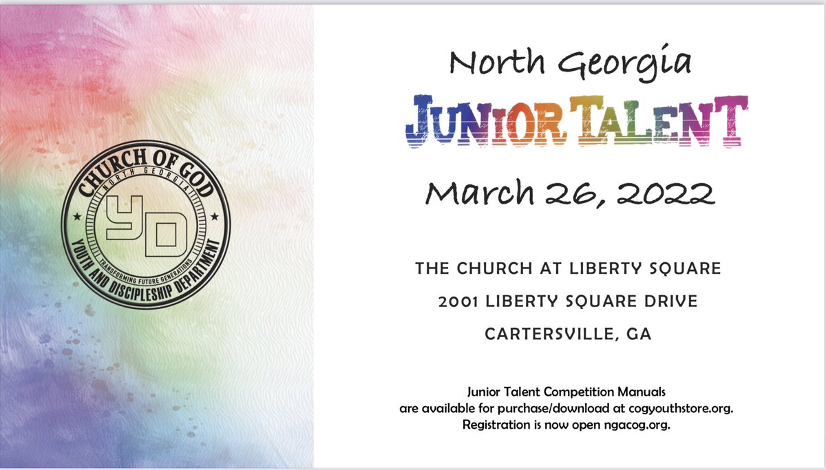 Junior Talent registration is now open ngacog.org. Competition Manuals are available for purchase/download at cogyouthstore.org. See you there!