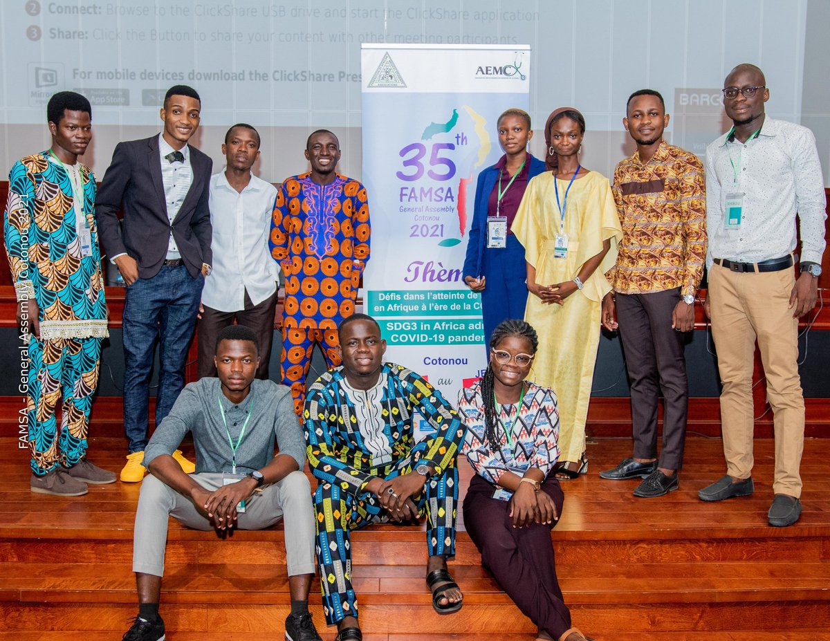 The president of organizing committee of the 35th general assembly of the famsa <a href="/viviane_oke/">Dr V</a>  becomes the first woman president of the association of medical students of Cotonou. Congratulations President🎉🎊