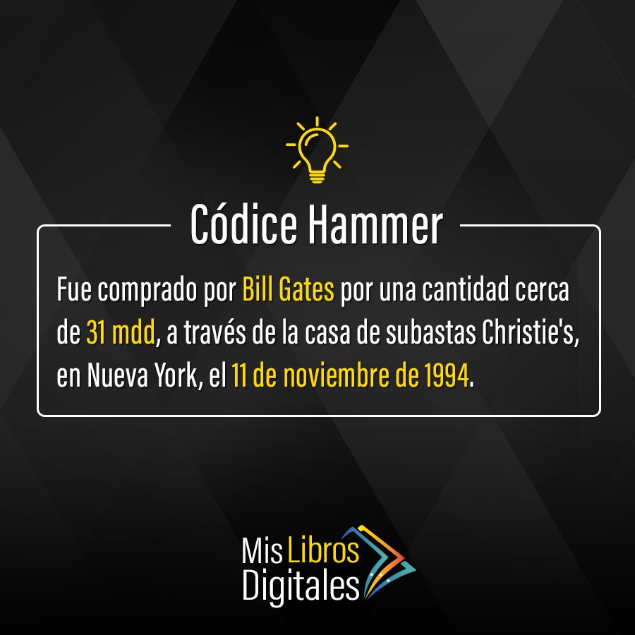MisLibroDigital's tweet photo. El Códice Leicester (o Código Leicester o Codex Leicester), también conocido como Códice Hammer es uno de los libros más caros de la historia. #sabiasque #libros #conocimiento #literatura https://t.co/EabMqgMjSV
