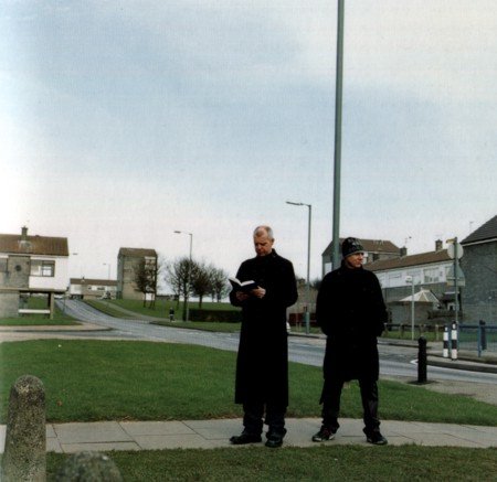 Lowetennant's tweet photo. #petshopboys #80s @petshopboys their photo session with Valerie Phillips on Oakerside Drive in #Peterlee New Town, #CountyDurham, #UK 2001 Photo by Valerie Phillips https://t.co/WVW5OLYJ8a