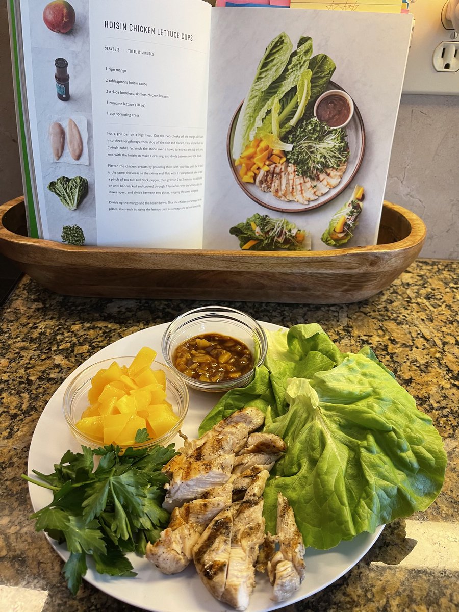 Day 15: ⁦⁦<a href="/jamieoliver/">Jamie Oliver</a>⁩ Hoisin Chicken Lettuce Cups. From 5 Ingredients cookbook. Amazing! #cook2022healthy
