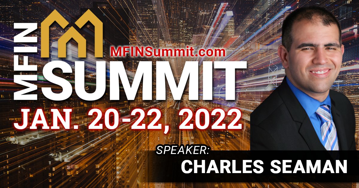 We are excited to announce that Charles Seaman will be speaking at the #MFINSummit this January!

For more details and to get your ticket, please visit mfinsummit.com.

#multifamilyinvesting #multifamilyinvestornation #realestateinvesting #apartmentinvesting
