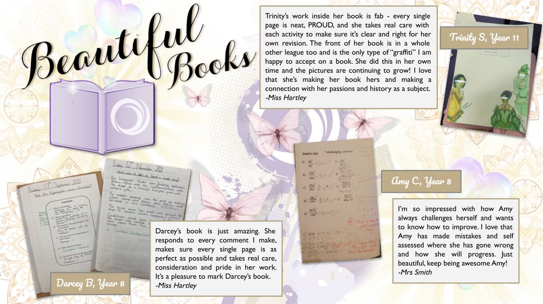 OutwoodPortland's tweet photo. Celebrating students who take pride and ownership in the work they produce with ‘Beautiful Books’! Congratulations to the following students who have been nominated by their teachers. #Worldclass #PrideinPresentation #ProudtobePortland https://t.co/zcjV51dL3h
