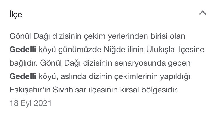 Koordinat veriyoruz 🧭 

37,59458° K, 34,69886° D

#GönülDağı dizisinde geçen “Gedelli Köyü” için bir yanlışı düzeltelim istedik 🤫

Ne Yozgat ne Eskişehir Gedelli Niğde’dedir 😎