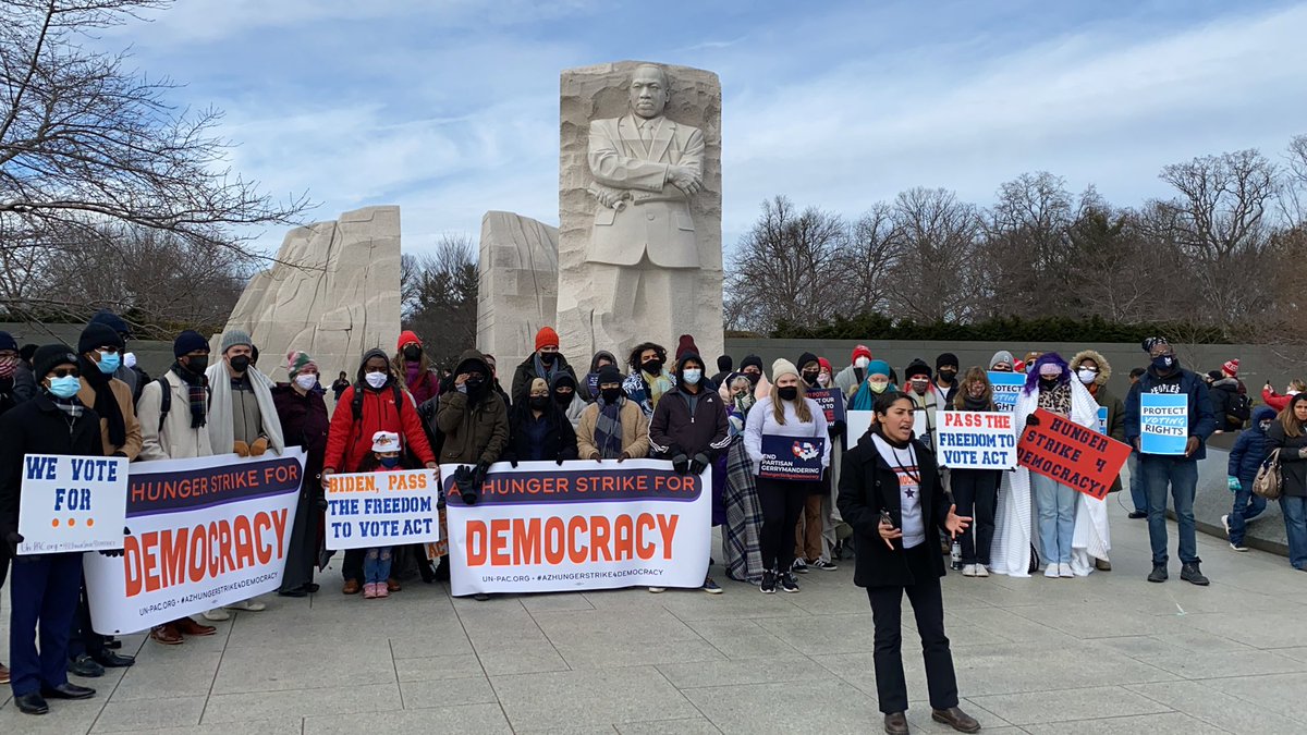 AdamEichen's tweet image. Here at the MLK Jr Memorial with @LetsUnpac #HungerStrike4Democracy. I’m so inspired.