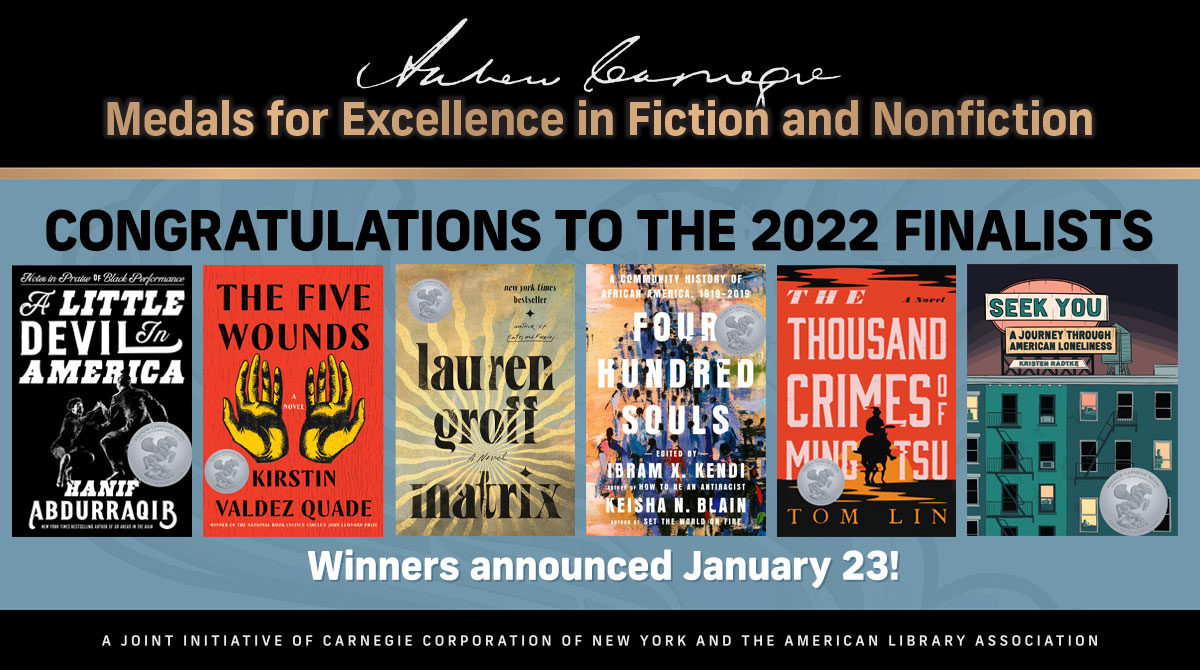 “The Five Wounds,” by Kirstin Valdez Quade.
“Matrix,” by Lauren Groff. 
“The Thousand Crimes of Ming Tsu,” by Tom Lin. 
“Four Hundred Souls: A Community History of African America, 1619–2019,” by Ibram X. Kendi and Keisha N. Blain. ve.
“A Little Devil in America: Notes in Praise of Black Performance,” by Hanif Abdurraqib.
“Seek You: A Journey through American Loneliness,” by Kristen Radtke. Pantheon Books, a division of Penguin Random House LLC.
