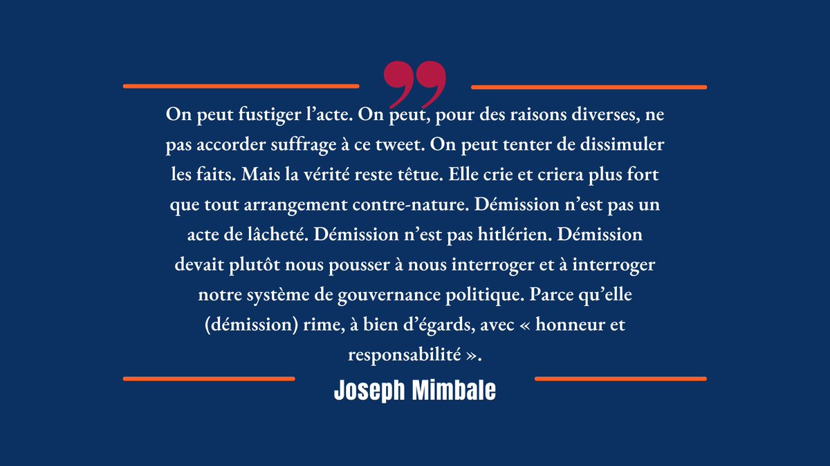 Démission n'est pas criminelle. Elle rime, d'ailleurs, avec honneur et responsabilité.

<a href="/KasongoKas/">✍️(3K) KASONGO KAS</a> 
<a href="/kabund_jmkkrock/">Jean Marc KABUND-A-KABUND</a> 
@CybelleKamba