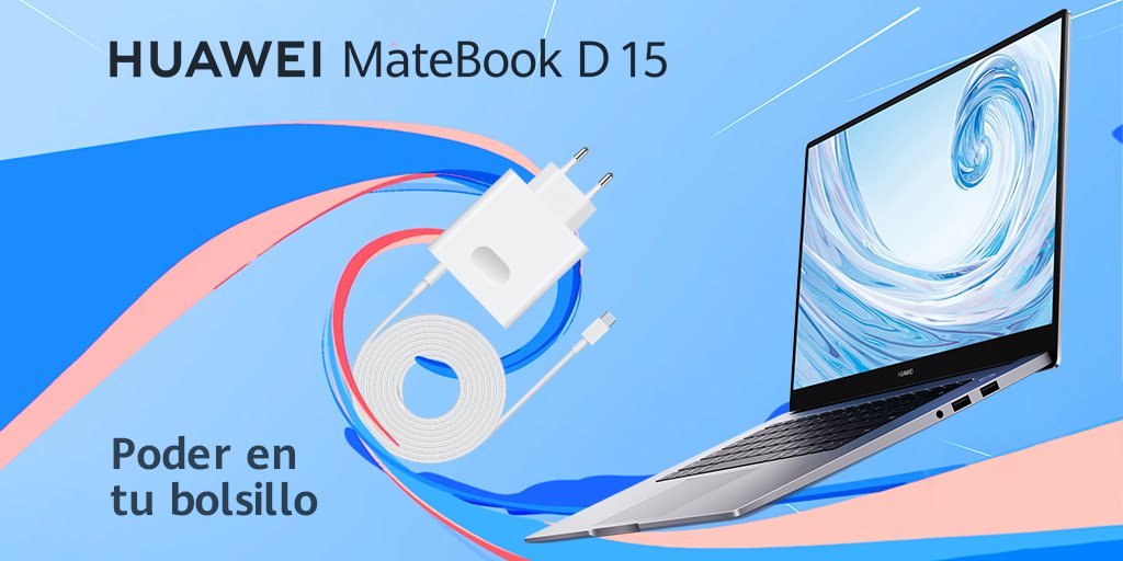 La #HUAWEIMateBookD15 viene con un cargador USB-C de 65 W, que cabe en tu bolsillo para que puedas cargarlo mientras viajas 🤩👌🏻 Y aparte de todo eso también admite la carga rápida y la transferencia de datos para su teléfono 📱💻