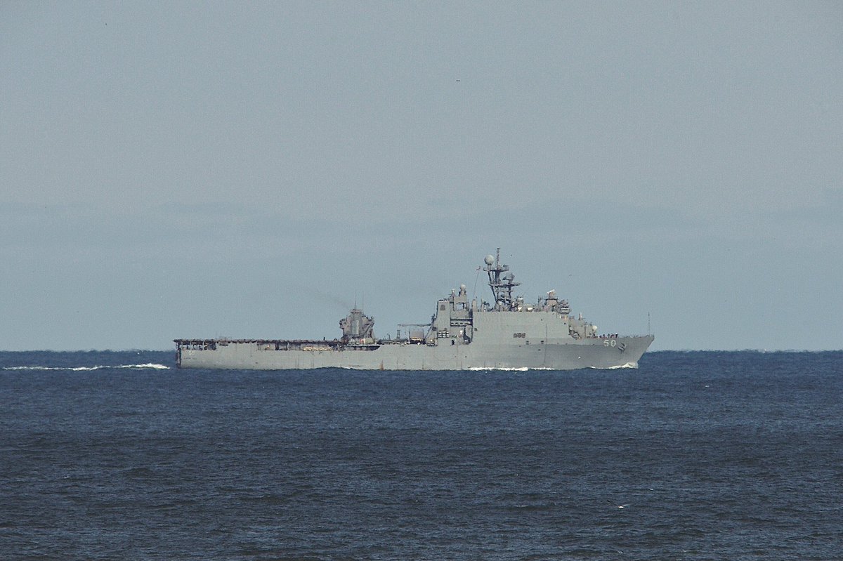 The USS CARTER HALL (LSD-50) 🇺🇸 Harpers Ferry-class dock landing ship, four miles off the coast of Virginia Beach in the South East Sea Lane. #USNavy #USSCarterHall #LSD50 #ShipsInPics