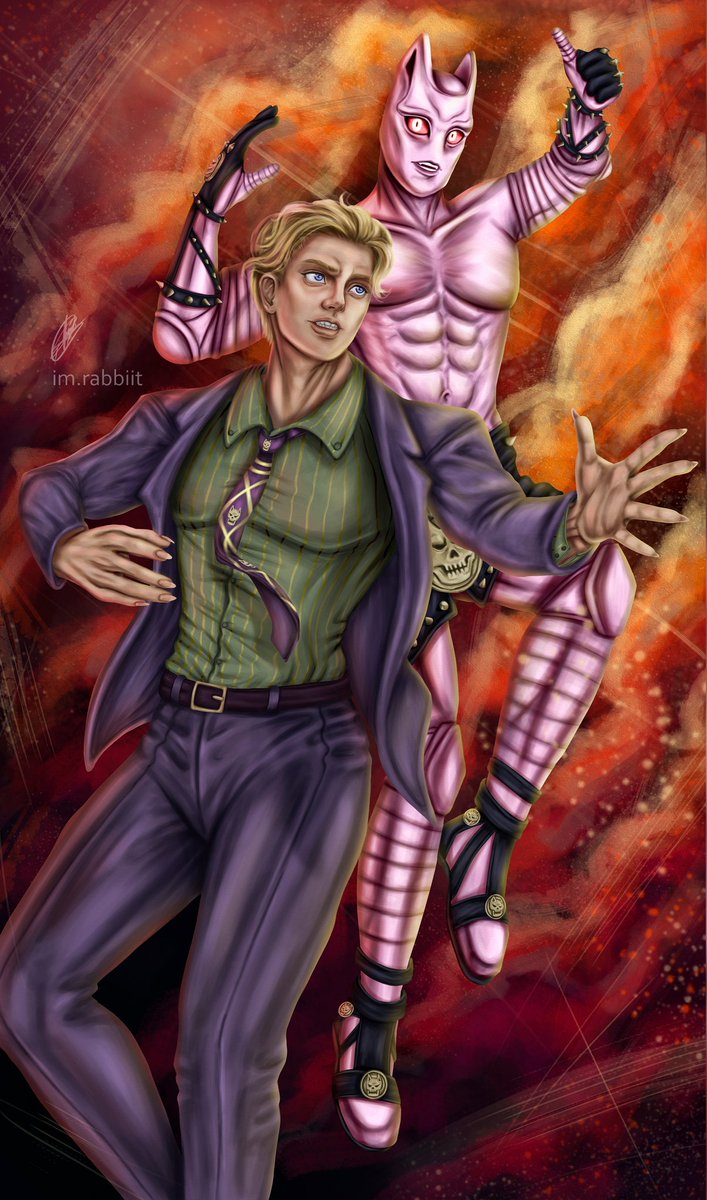 yoConeja's tweet photo. Kira Yoshikage and Killer Queen Poster Fanar, after so many days this is the result!
#art #digitalart #anime #jojosbizarreadventure #jojos #jojosbizarreadventurefanart #fanartjojos #kakyoin #fanart #kira #drawing #yoshikagekira #jojopose  #jotarokujo #kirafanart #kirayoshikage https://t.co/QukrFcZRP0