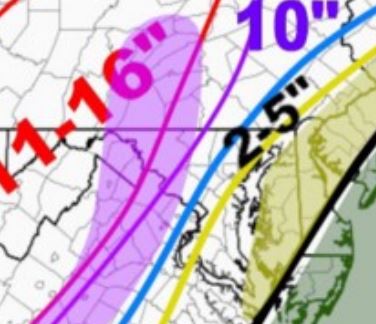 GFS_Snow_Map's tweet photo. @WxriskUpAllNite Hi DT- GFS Snow Maps here!  I'm known for outlandish snow maps, but your current snow map takes the cake.  10+ for Leesburg &amp; 6"+ for Fairfax is triple what the NWS has, has no model support for days, and you're giving NWS grief for their snow map?  Take it easy, sir. https://t.co/au7iKCZbSu