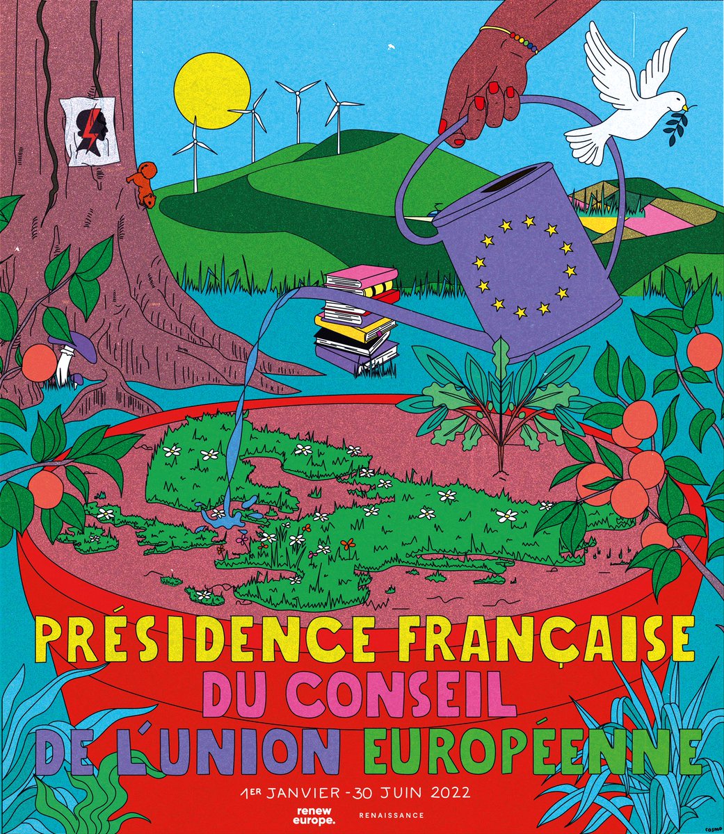 Ensemble_UE's tweet photo. Nous avons voulu créer notre affiche à l’occasion de la #PFUE2022. 

Ce visuel symbolise l’apport de la construction européenne à notre continent et les combats que nous portons. 

🇫🇷🇪🇺 https://t.co/xj4SreQKGp