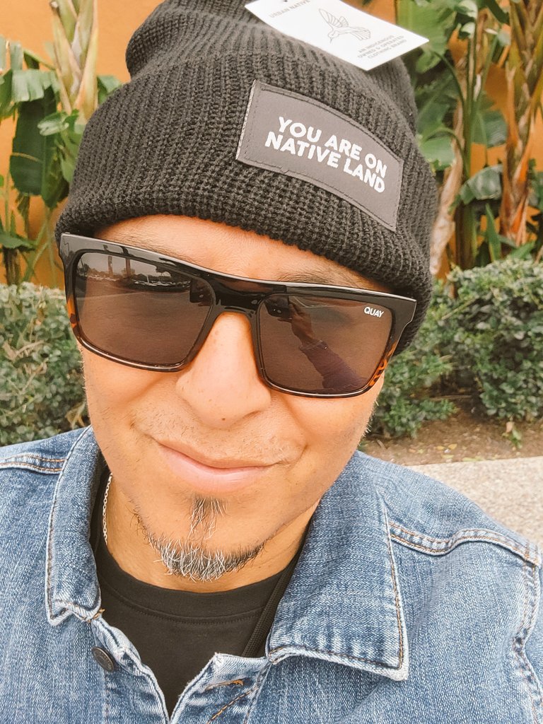 Ahh yeh "YOU ARE ON NATIVE LAND" Beanies Available Now at REI.com &amp; Urbannativerera.com The bro Joey Montoya and his team made it happen for the company.  Support Native business. Go grab some gear☆🙌🏾👊🏾💪🏾🔥🌴