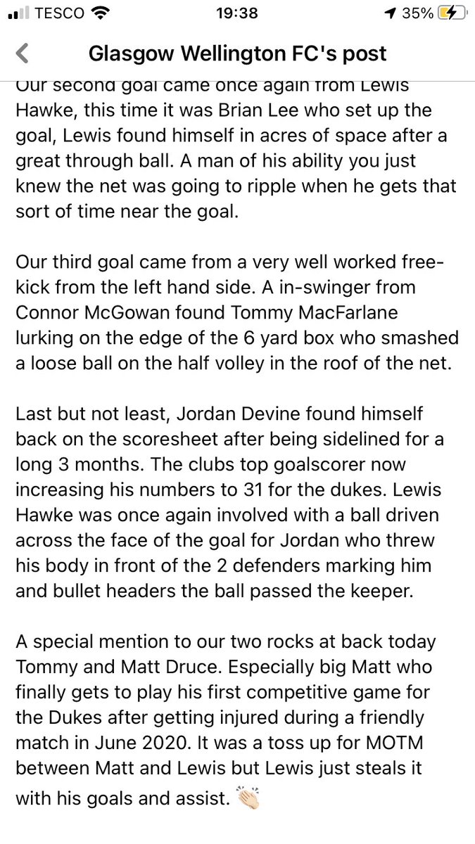 Glasgow Wellington FC tweet media
