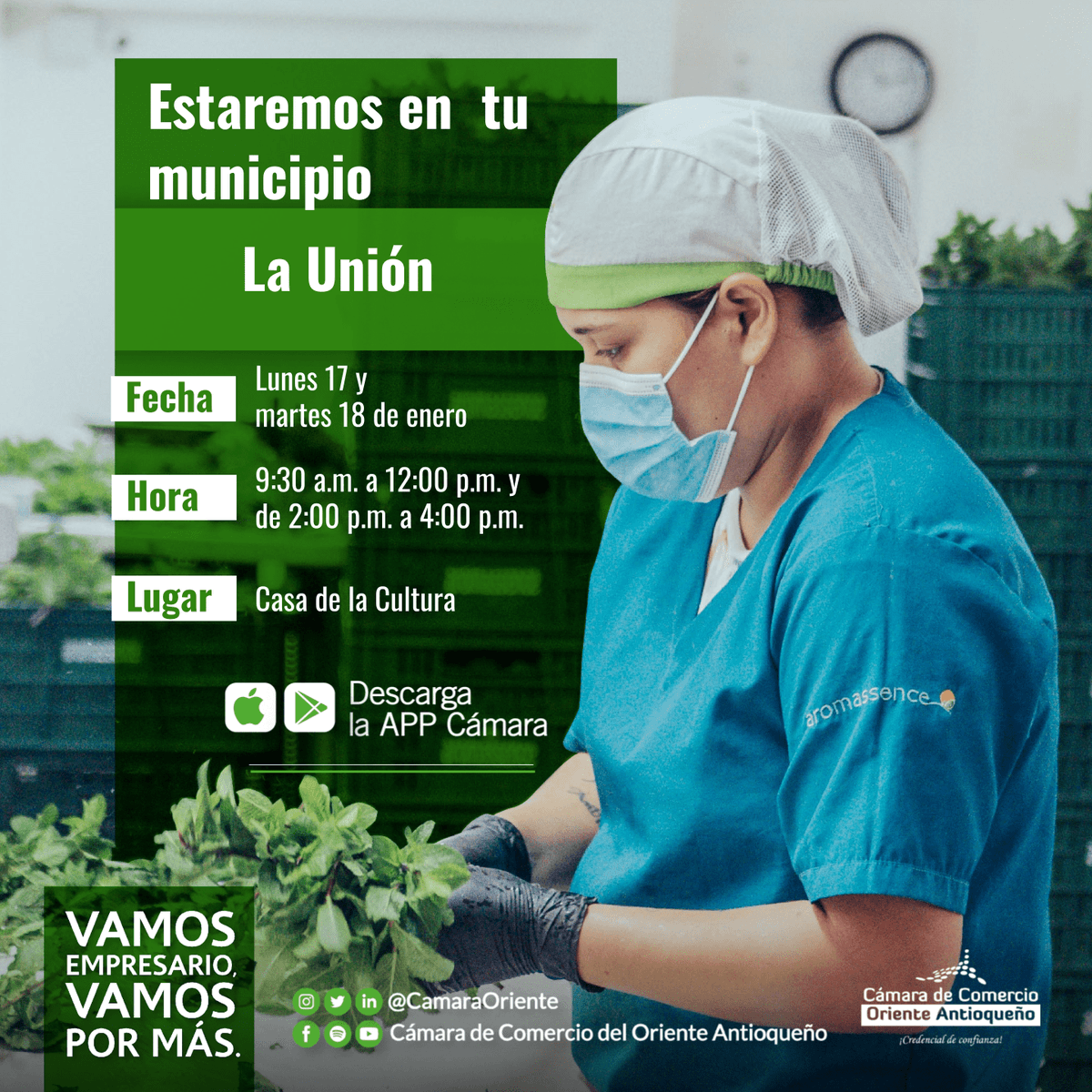 CamaraOriente's tweet photo. #Empresario de La Unión, estaremos desde el lunes en tu municipio para hacer más ágil la renovación de tu matrícula mercantil. ¡Te Esperamos! #VamosEmpresario #VamosPorMás https://t.co/I5g6CRzdWb