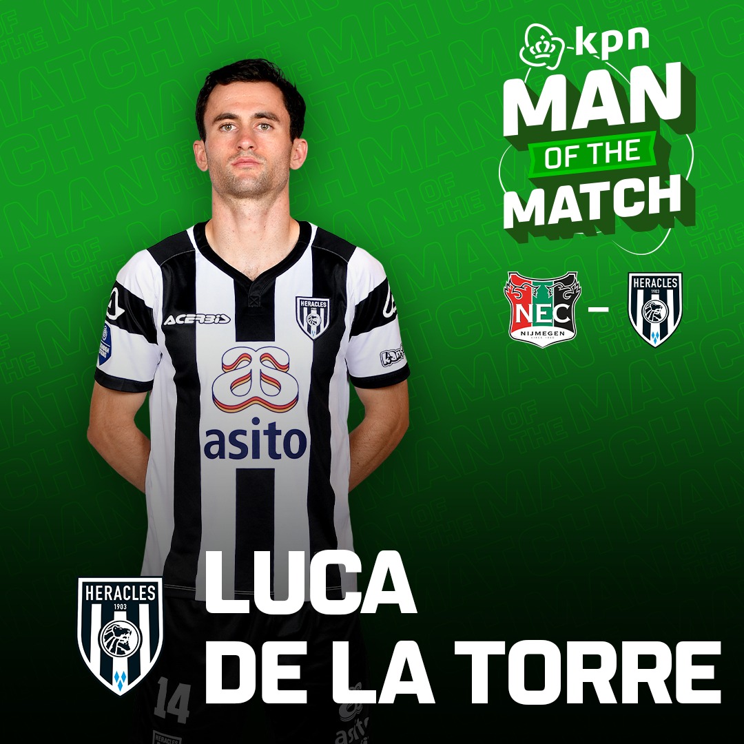 ESPNnl's tweet photo. De wedstrijd leverde geen winnaar op, maar wél een KPN Man Of The Match: Luca de la Torre 👑

#️⃣ #NECHER https://t.co/Fw56ivXWa6