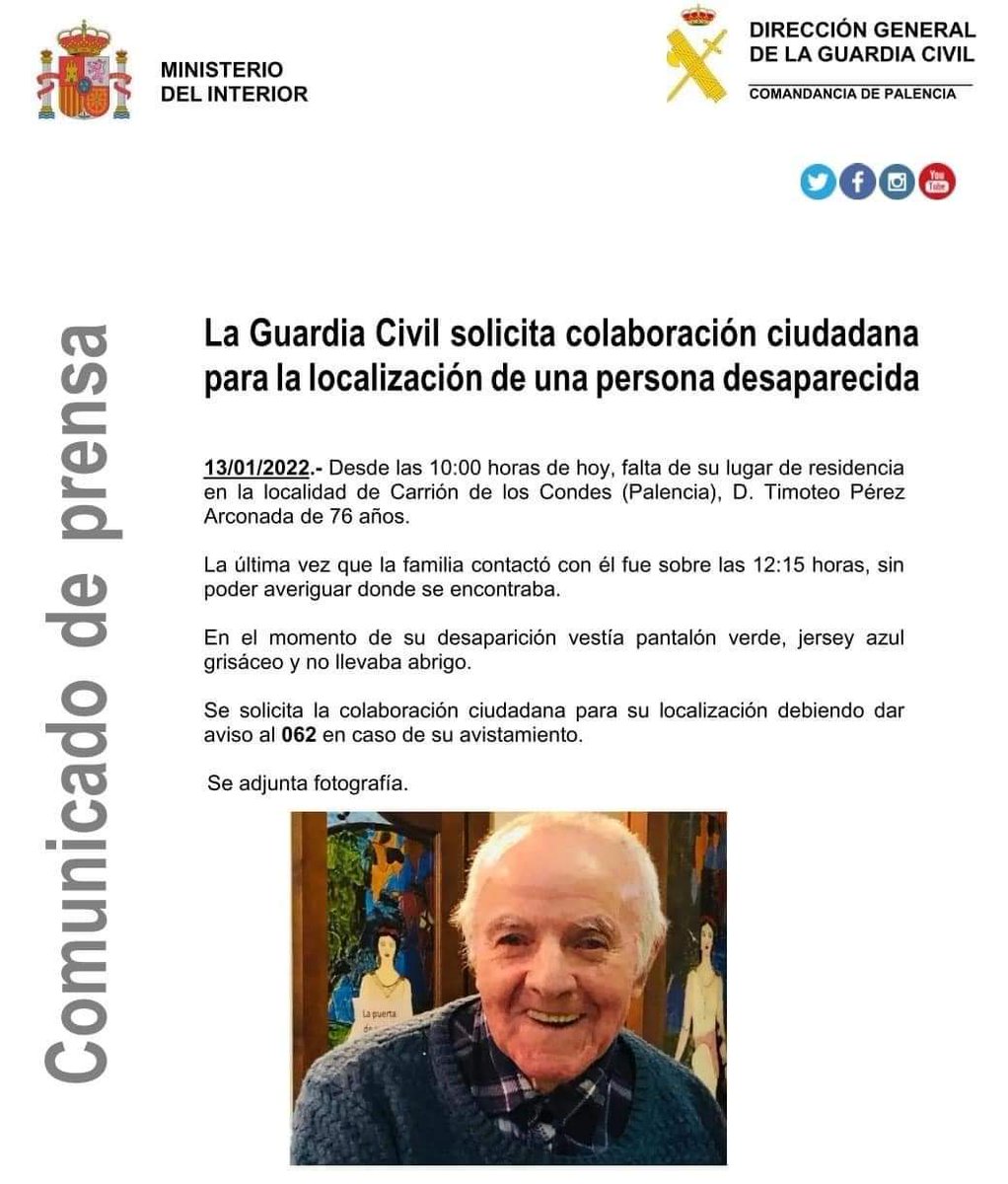 La <a href="/guardiacivil/">Guardia Civil</a> de Palencia solicita colaboración y difusión...

Se busca, persona desaparecida

RT 🙏👇 <a href="/sosdesaparecido/">ALERTA DESAPARECIDOS</a>