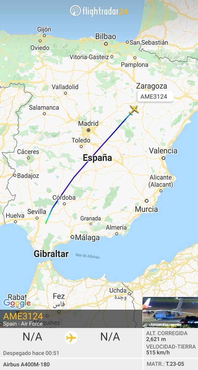 Web_AME's tweet photo. El #AME3124🇪🇦 #A400 del #Ala31 tras hacer escalas en #Creta y #BAMoron llega a #BAZaragoza desde #Djibouti🇩🇯 tras trasladar a personal del @EjercitoAire pertenecientes al relevo del #DestacamentoOrion #OpAtalanta @EUNAVFOR @EMADmde #MOPS https://t.co/sXexQMnXRK