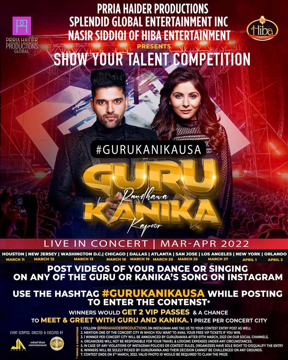 PrriaHaiderPro's tweet photo. USA show us your talent and win exclusive passes to @GuruOfficial and @TheKanikakapoor's live show! #GuruKanikaUSA https://t.co/EvvFKRKu6H