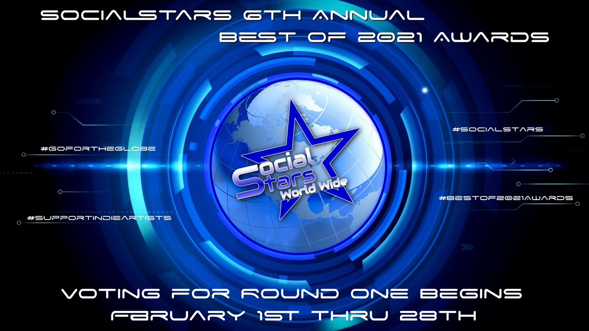 Voting will begin February 1st through the 28th for Round 1 of #SocialStars 6th Annual #Bestof2021Awards Link to vote will be live at midnight! Only 1 vote per/person through entire round! Get ready to #GoForTheGlobe
socialstarsww.wixsite.com/socialstarsww/…