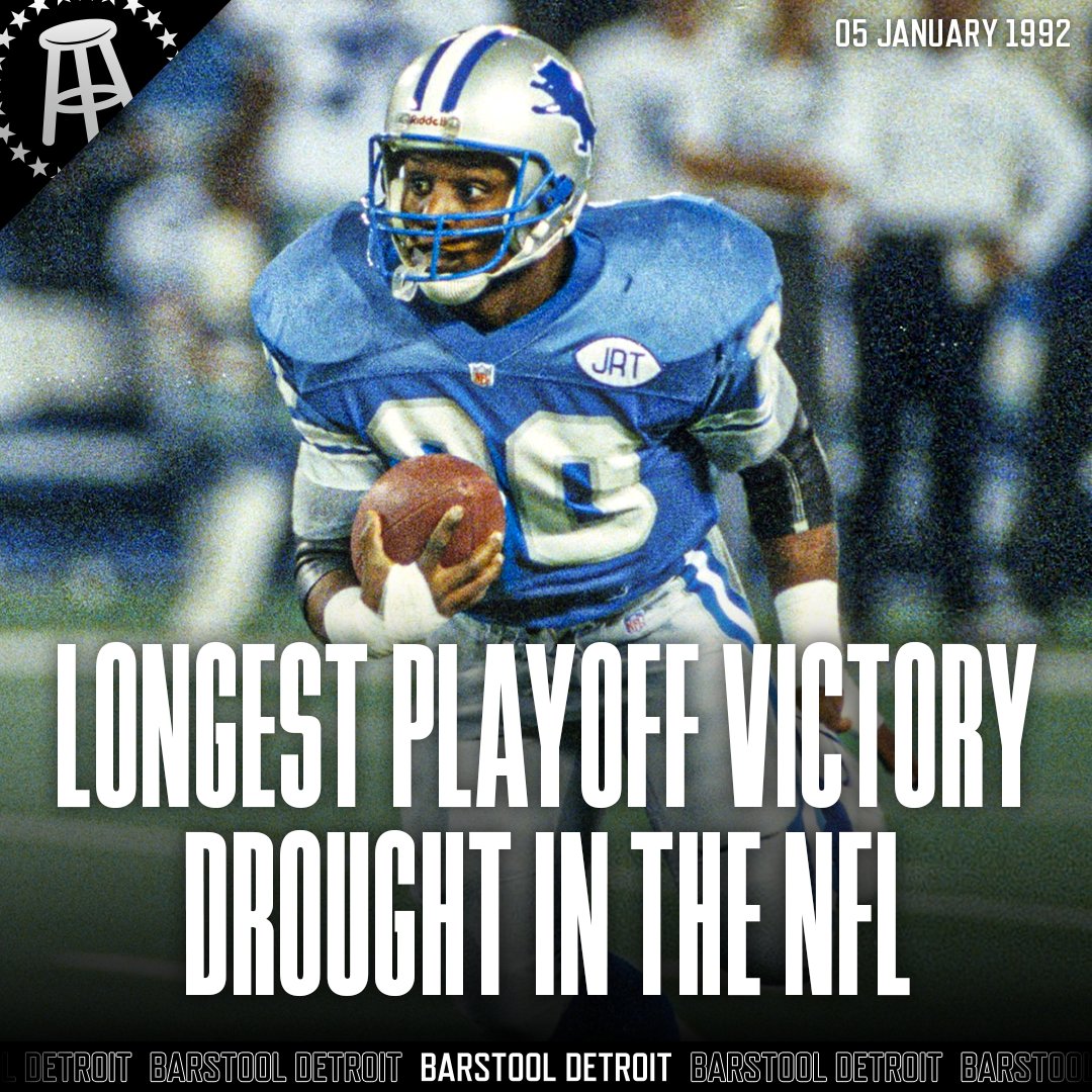 BSMotorCity's tweet photo. With the Bengals' win over the Raiders, the Detroit Lions now have the longest postseason victory drought in the NFL. Don't forget to brag to your friends. https://t.co/OAKzNPc7UB