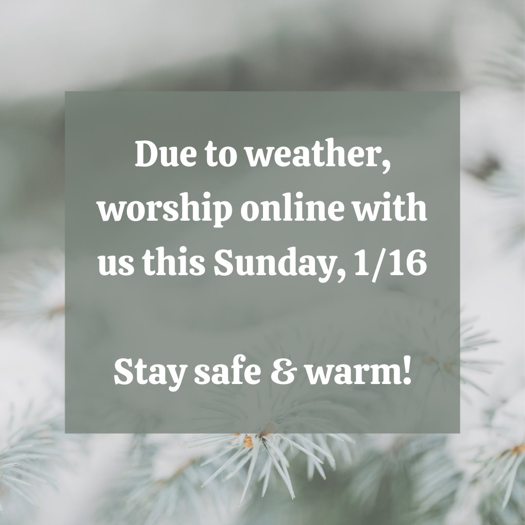 sanctuaryinhim's tweet photo. Due to inclement weather, we invite you to worship with us online this Sunday, January 16th. Join us at 9:15am for our live stream or you can access this Sunday's gathering any time on-demand at https://t.co/MkSIn24oIn https://t.co/SoO6S4olLJ