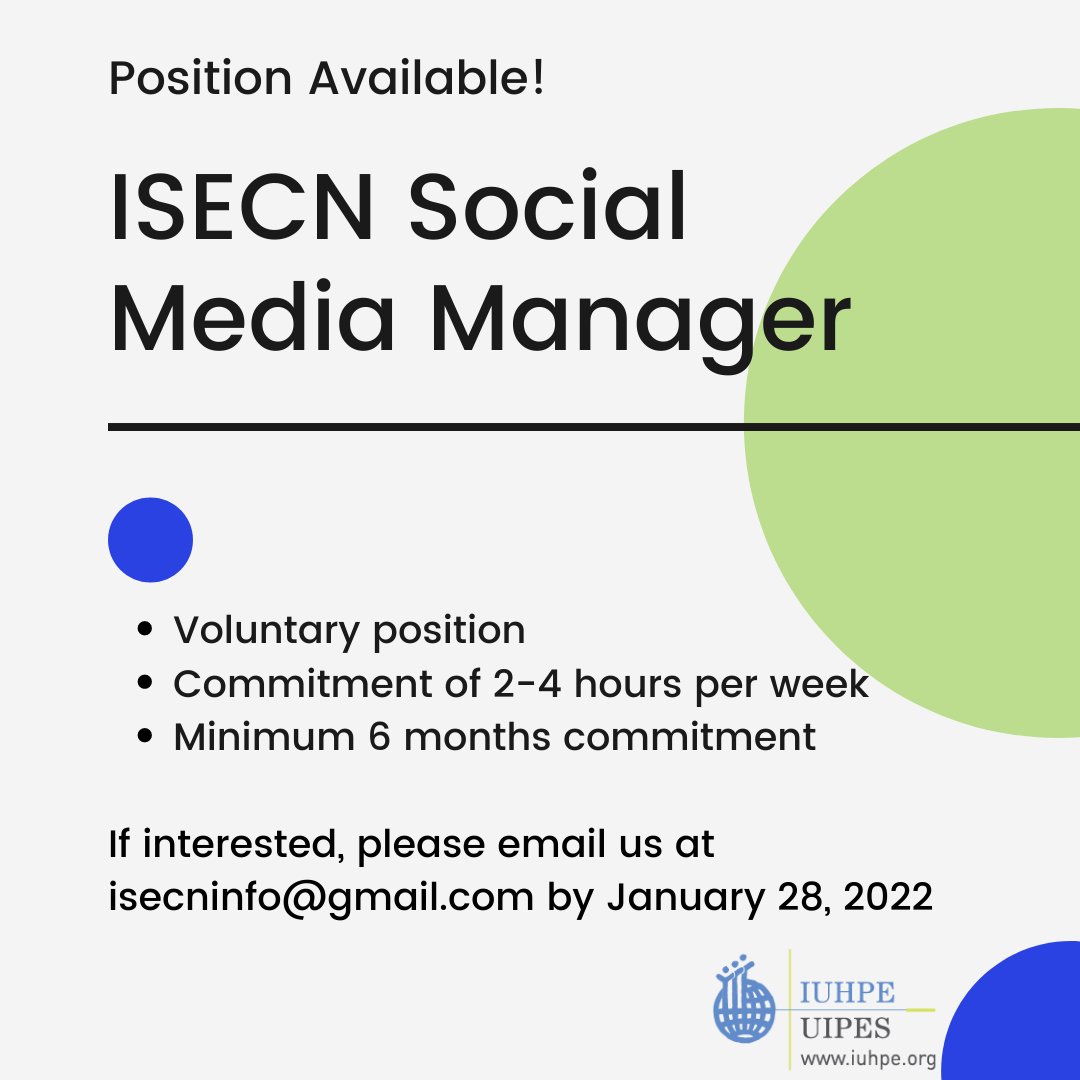 WE'RE GROWING! 🌱🌻🌍

📢 ISECN is looking for a Social Media Manager