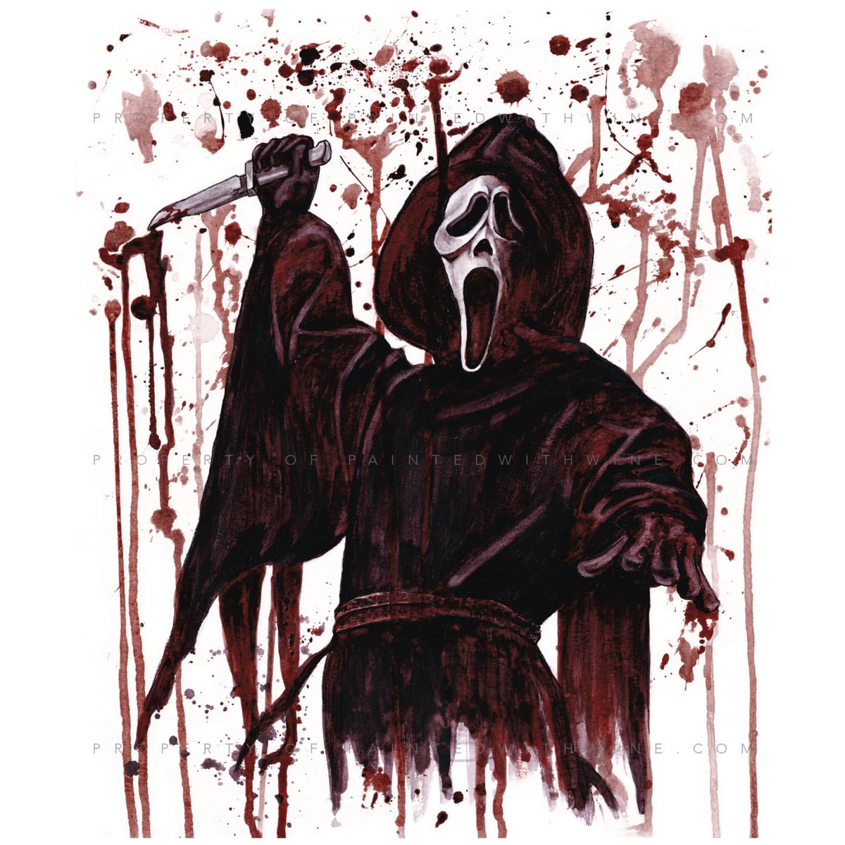 Proudlocka's tweet photo. Finished this #wine #painting of #Ghostface to celebrate the new #Scream5 release! https://t.co/tzI6lt7v1s