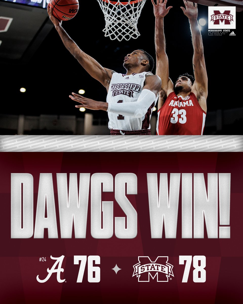 HailStateMBK's tweet photo. DAWGS WIN AGAIN‼️

DOWN GOES NO. 24 ALABAMA 😤

#HailState🐶 https://t.co/SJJ9OIA2wC