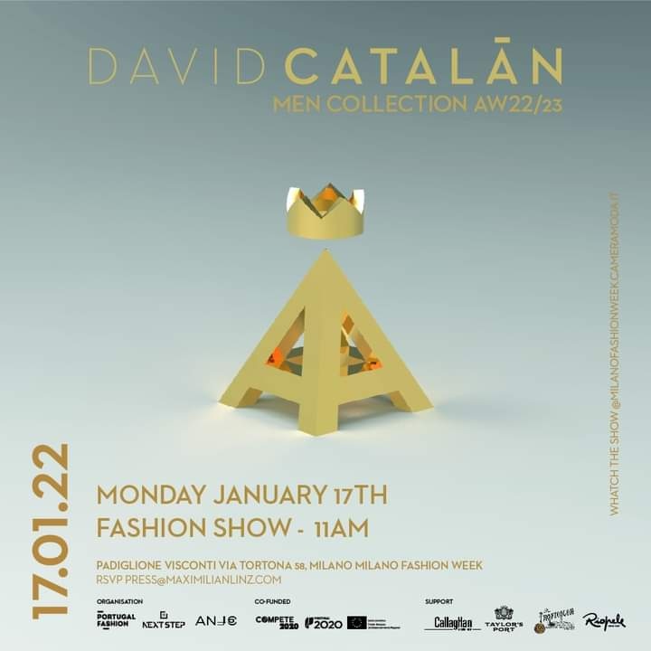 Don't miss David Catalan's Fall / Winter 2022/2023 Men's collection at Fashion Week Milano on Monday!

Enjoy the fashion show: milanofashionweek.cameramoda.it
.
.
.
#DavidCatalán #DavidCatalan #milanofashionweek #men #fallwinter #AW2223