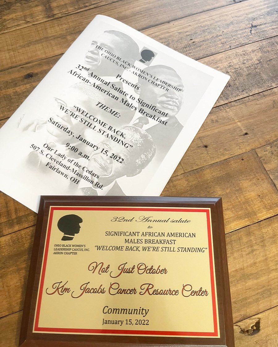 notjustoctober's tweet photo. Thank you to the Ohio Black Womenโs Leadership Caucus for awarding #notjustoctober & the Kim Jacobs Breast Cancer Resource Center for our work in the community! Being celebrated for community work on Dr. Martin Luther Kingโs birthday is so special to us! ๐ https://t.co/efZRhZRYJK