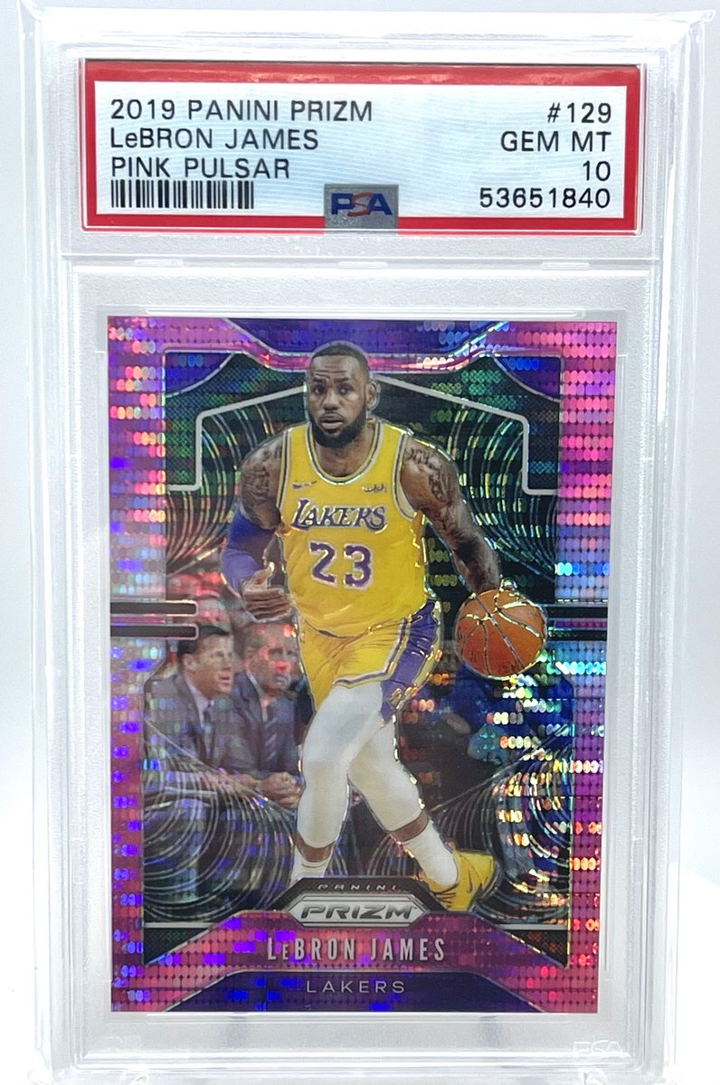 HitFactory__'s tweet image. 2019-20 Panini Prizm LeBron James Pink Pulsar 23/42 PSA 10 Jersey #
$4200 obo

23/149 PSA 10 sold for $3300
23/50 BGS 9.5 sold for $2400

Feel free to research, &amp;amp; let’s talk
@HobbyConnector