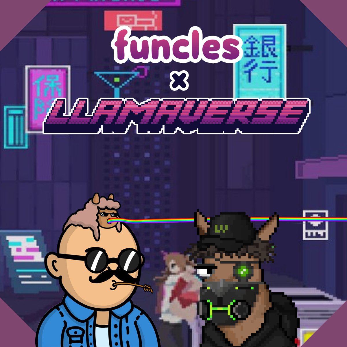🦙 funcles x Llamaverse 🦙

in honour of our partnership, we will be giving away 3 llamaverse WL

to enter:
- follow both <a href="/funclesnft/">Funcles</a> &amp; <a href="/Llamaverse_/">Llamaverse</a> 
- like &amp; RT
- tag 3 frens 

(winners announced in 48 hours)
