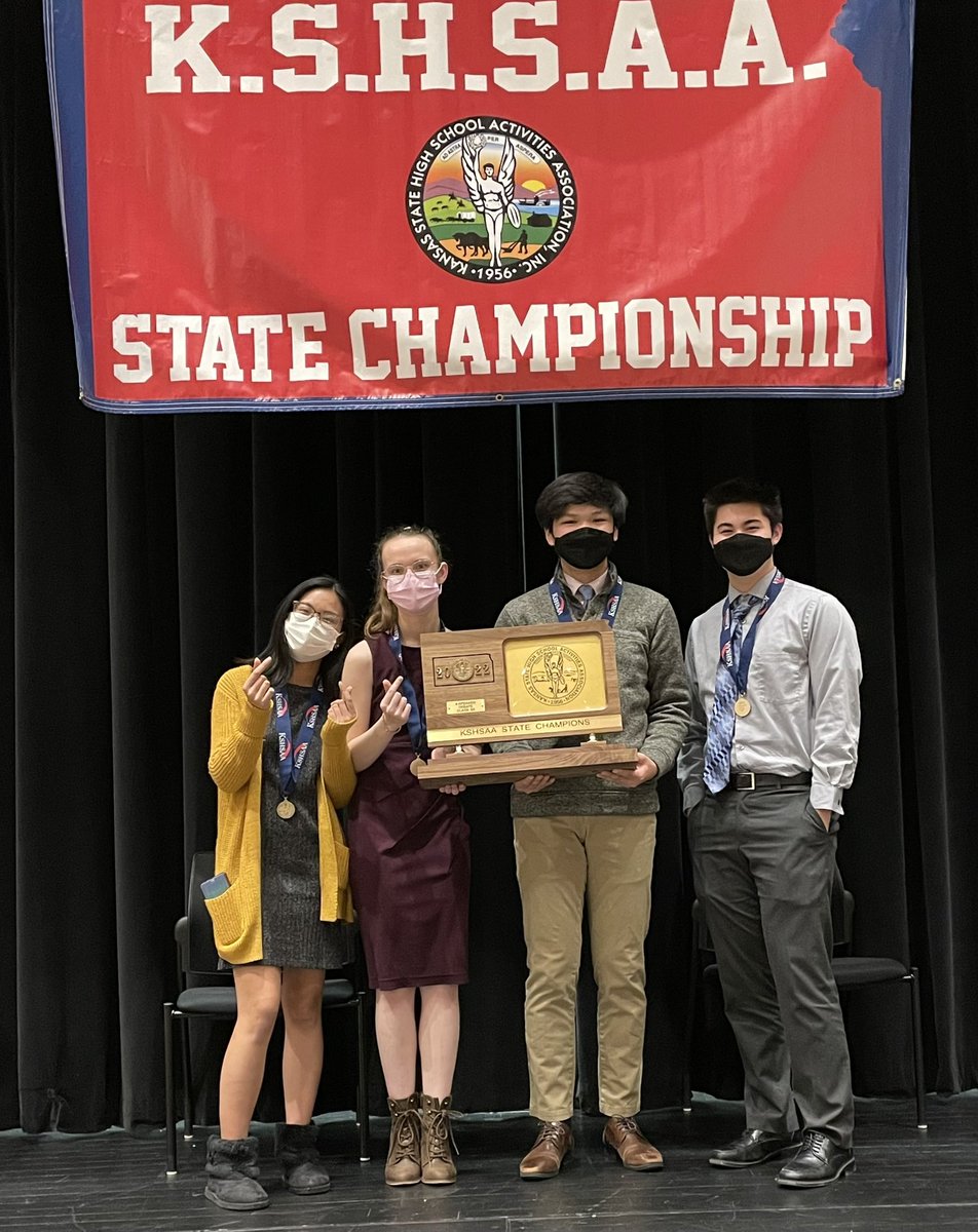 Washburn Rural is the KSHSAA 6A state debate champions! Congrats to Sonya Doubledee, Donna Jalosjos, Jiyoon Park and Zach “Mad Dog” Willingham!!

This is their second straight state championship, and WaRu’s 6th in a row!