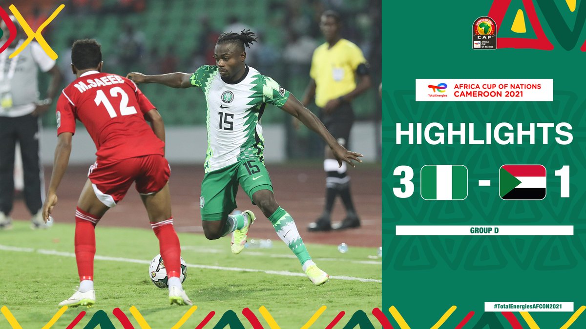 𝐇𝐈𝐆𝐇𝐋𝐈𝐆𝐇𝐓𝐒: 🇳🇬 3-1 🇸🇩Moses shines as Nigeria edge Sudan in a 4-goal thriller! 🔥#TotalEnergiesAFCON2021 | #AFCON2021 | #TeamNigeria | #TeamSudan | @Football2Gether